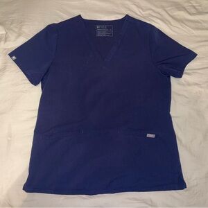 Figs Classic V-Neck Medical Scrub Top in Navy